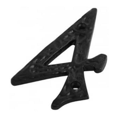Dzina 100mm Antique Black Door Number 4 - Stylish and Durable Numeral for Wooden & Composite Doors - Pack of 1