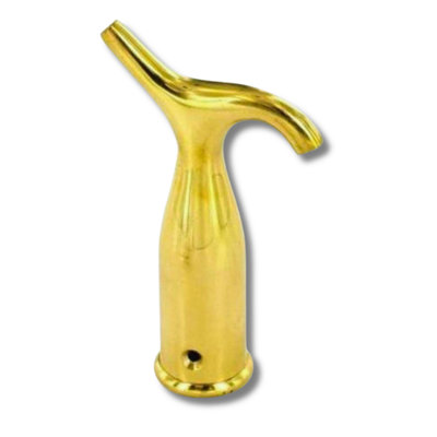 Dzina 125mm Polished Brass Pole Hook - Suitable for Loft Hatches, Blinds, Attic Ladders, Velux, and Skylight Windows