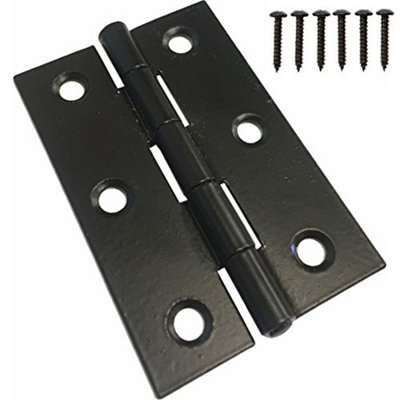 Dzina 3 Inch Black Butt Hinges - Metal Hinges for Wood, Internal/External Doors - Includes Screws for Gates, Windows - 1 Pair