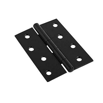 Dzina 4 Inch Black Butt Hinges - Metal Hinges for Wood, Internal/External Doors - Includes Screws for Gates, Windows - 1 Pair