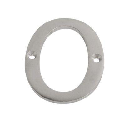 Dzina 75mm Satin Chrome Door Number 0 - Elegant and Bold Numeral for Wooden, & Composite Doors