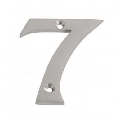 Dzina 75mm Satin Chrome Door Number 7 - Elegant and Bold Numeral for Wooden & Composite Doors