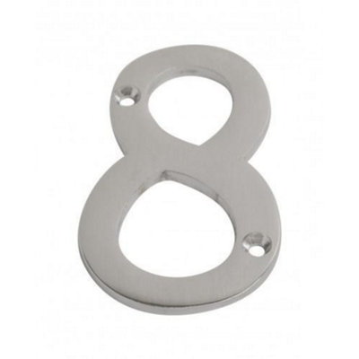 Dzina 75mm Satin Chrome Door Number 8 - Elegant and Bold Numeral for Wooden & Composite Doors