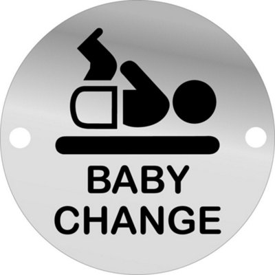 Dzina Baby Change Door Sign 75mm Screen Printed SAA Pack of 1