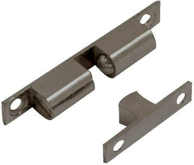 Dzina Black Chrome Double Ball Cabinet Cupboard Display Door Roller Latch Catch -Pack of 1