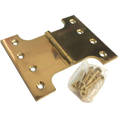 Dzina Heavy Duty Parliament Hinge - Brass Door Hinges for Wooden Doors, Internal Gates & Cabinets (4x2x4 In) - Pack of 1 Pair