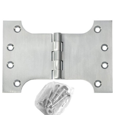 Dzina Heavy Duty Parliament Hinge - Satin Chrome Door Hinges for Wooden Doors, Internal Gates & Cabinets (4x2x4 In) - 1 Pair