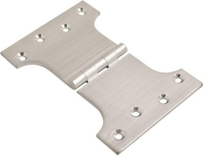 Dzina Heavy Duty Parliament Hinge- Silver Satin Chrome Garage Gate Hinges, Door Hinges for Wooden and Internal Doors (5x3x4 In)