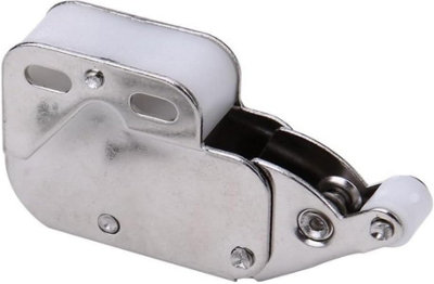 Dzina Mini Spring Loaded Cabinet Catch, White and Nickel Plated, Push ...
