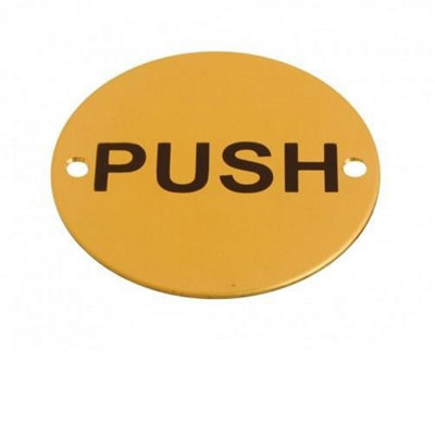 Dzina Push Door Sign 75mm Screen Printed Brass Pack of 1