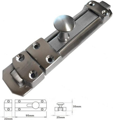 Dzina Sliding Surface Door Tower Bolt 95mm x 25mm (4 x 1 Inch) Satin Chrome Pack of 1