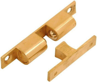 Dzina Solid Brass Double Ball Cabinet Cupboard Display Door Roller Latch Catch - 42mm Pack of 1