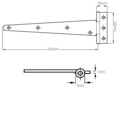 Dzina Tee Hinge Standard 300mm (12 Inch) Black (1 Pairs)