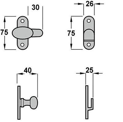 Dzina Thumb Turn Catch Latch Showcase Cabinet Cupboard Door Fastener - Antique Black Pack of 1