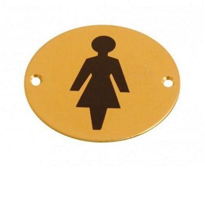 Dzina Toilet Door Sign 75mm Screen Printed Brass Female Pack of 1