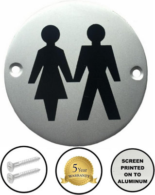 Dzina Toilet Door Sign 75mm Screen Printed SAA Unisex Mens Womens Pack of 1