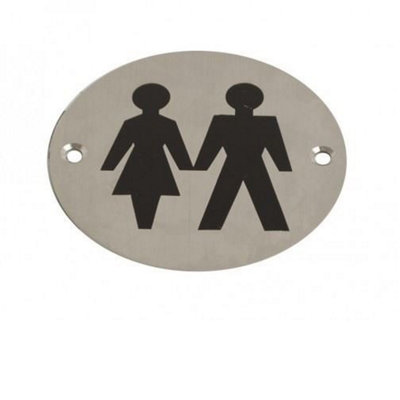 Dzina Toilet Door Sign 75mm Screen Printed SSS Unisex Pack of 1