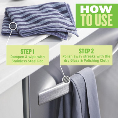 E-Cloth Stainless Steel Cleaning Kit - 2-Piece Set, Microfibre Cleaner ...