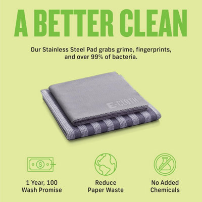 E-Cloth Stainless Steel Cleaning Kit - 2-Piece Set, Microfibre Cleaner ...