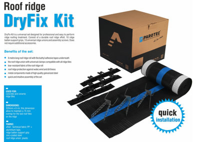 E-Ridge 6m Universal Dry Ridge System  Dry Ridge Kit 6m  BS 5534 Tile System 6m - xRoll 210g/m2