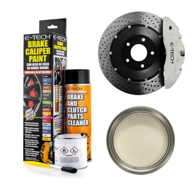 E-Tech WHITE Wheel Brake Caliper Paint Kit Heat Resistant Car Bike ...