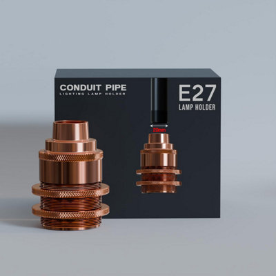 E26,E27 20mm Entry Conduit Lampholder Metal Double Ring Threaded Light ...