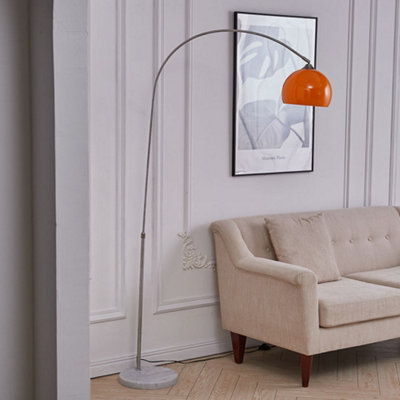 E27 Base Modern Arched Floor Lamp Floor Light with Marble Base Height Adjustable 130 to 180CM