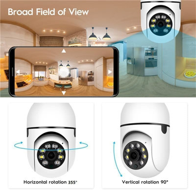 Boykeep 2K WiFi Light Bulb Security Camera 2-Pack – 360° Motion Tracking, Night Vision, E27 Socket, 5G