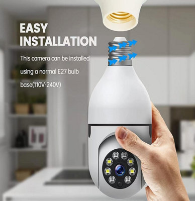 E27 Bulb Camera 1080P: 5G/2.4GHz WiFi, Full-Color Night Vision, 360 ...