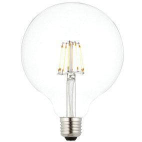 E27 Edison Dimmable LED Filament Light Bulb 6W Warm White Glass 125mm Globe Lamp