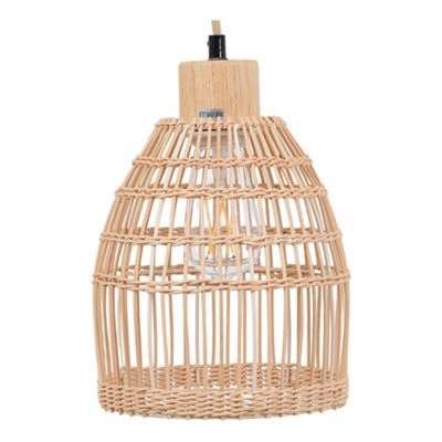 E27 Modern Bamboo-woven Lampshade Ceiling Hand-woven Pendant Light
