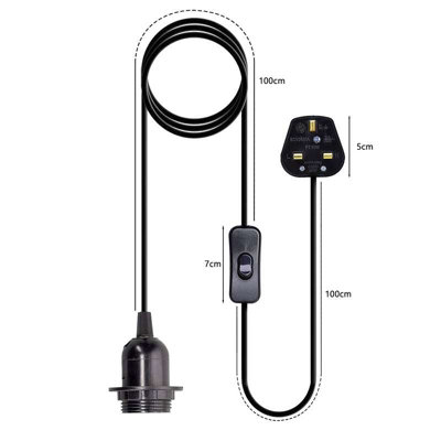 E27 Plug in Black Light Socket Cord Ceiling Hanging Lights