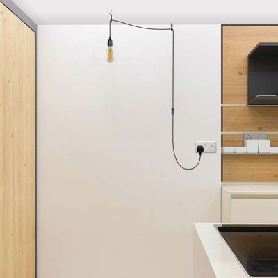 E27 Plug in Black Light Socket Cord Ceiling Hanging Lights
