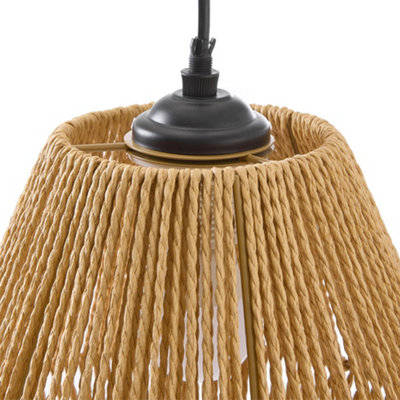 E27 Rustic Vintage Hemp Rope Ceiling Pendant Light with Iron Frame