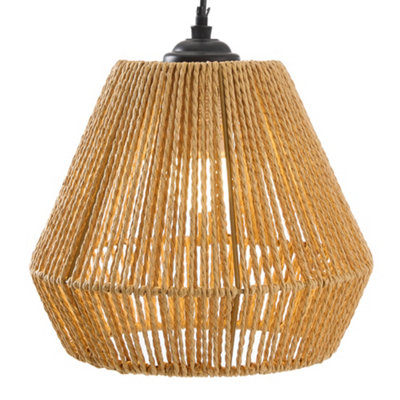 E27 Rustic Vintage Hemp Rope Ceiling Pendant Light with Iron Frame