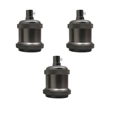 E27 Threaded Lamp Holder Base Adapter with Shade Ring Metal Screw In ...