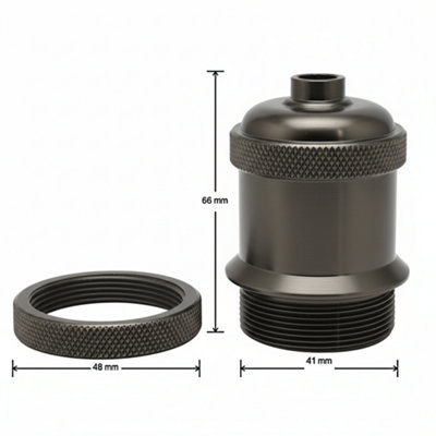 E27 Threaded Lamp Holder Base Adapter with Shade Ring Metal Screw In ...