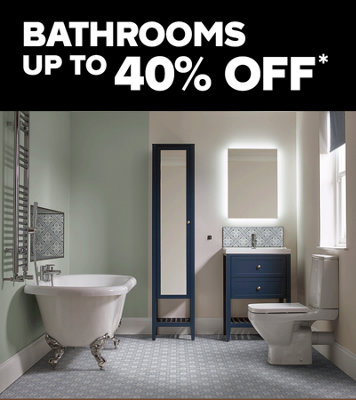 Shop up to 40% off selected bathroom lines. Includes GoodHome Perma Tall Satin Blue Single Freestanding Bathroom Cabinet and GoodHome Perma Satin Blue Freestanding Bathroom Vanity unit. Terms & conditions apply, see the *Promotional terms & conditions at the end of the page.