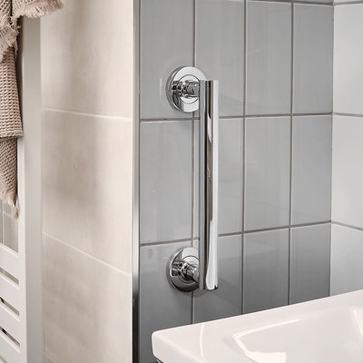 Image of a chrome grab rail.