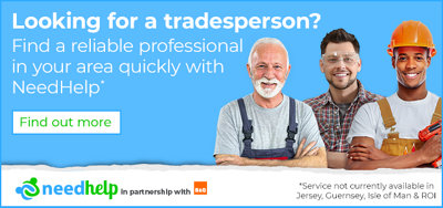 Looking for a tradesperson? Find a reliable professional in your area quickly with NeedHelp. Service not currently available in Jersey, Guernsey, Isle of Man and ROI. Find out more. 