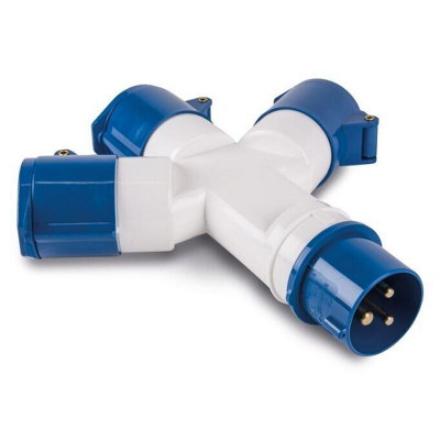 Eagle E302AM BLUE 3 Way 16 Amp Splitter for Camping Hook Up Cable Lead ...