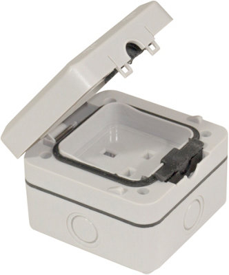Eagle E341E Weatherproof Outdoor Socket Box 13A 1 Gang Single Unswitched Socket IP66 - Grey