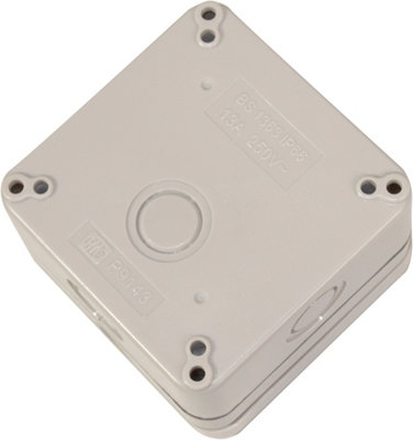 Eagle E341E Weatherproof Outdoor Socket Box 13A 1 Gang Single Unswitched Socket IP66 - Grey
