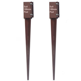 EAI - 100x750mm Fence Post Spike Anchor Bracket Holder Support Red Oxide Pack of 2
