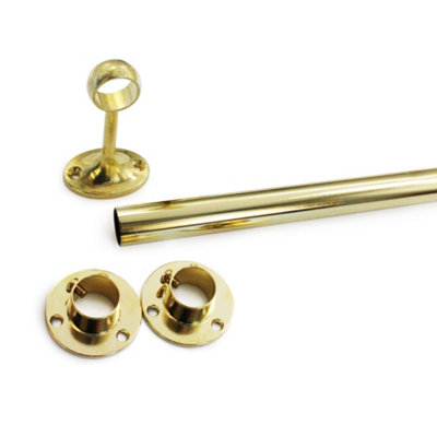 EAI 19mm x 1219mm Brass Plated Hanging Wardobe Rail Kit - Rail + 2 Super Deluxe End Sockets + 1 Centre Bracket Price Comparisons | Compare The Build