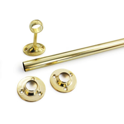 EAI 19mm x 2438mm Brass Plated Hanging Wardobe Rail Kit - Rail + 2 Deluxe End Sockets + 1 Centre Bracket Price Comparisons | Compare The Build