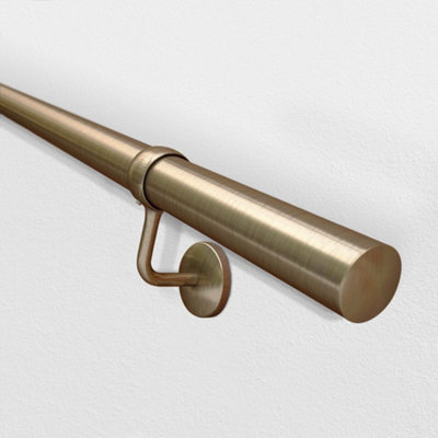 EAI 3.6m Antique Brass Handrail Kit Easy Fit. Includes Rails, Brackets, Ends, Screws. Premium Finish for Fast, No Fuss Install