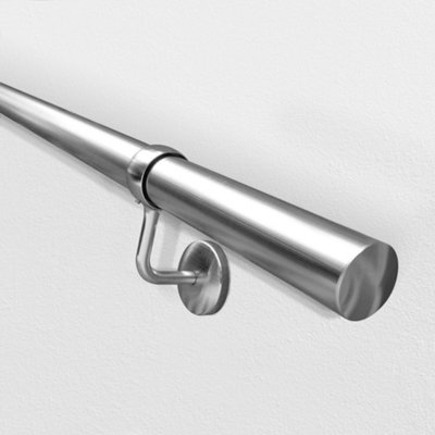 EAI 3.6m Brushed Chrome Handrail Kit Easy Fit. Includes Rails, Brackets, Ends, Screws. Premium Finish for Fast, No Fuss Install