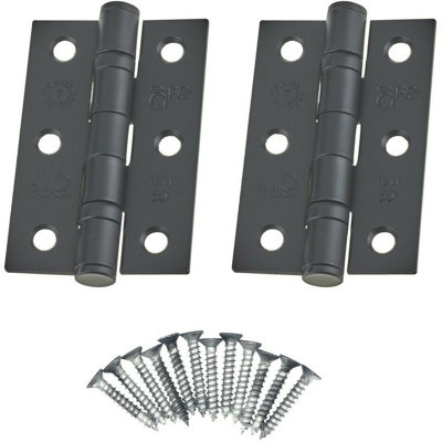 EAI - 3" Internal Door Hinges & Screws G7 FD30  - 76x50x2mm Square - Black