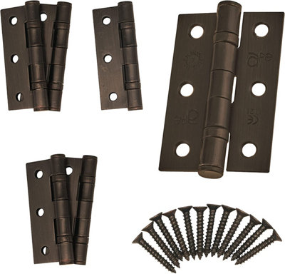 EAI - 3" Internal Door Hinges & Screws G7 FD30  - 76x50x2mm Square - Dark Bronze - Pack 3 Pairs